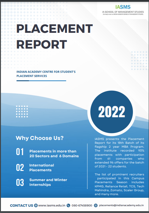 Placement Report - Indian Academy School of Management Studies