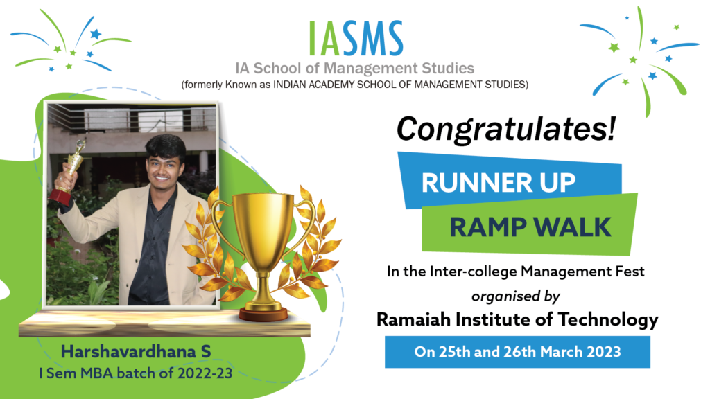 Inter college fest Runner-Up-Indian Academy School of Management Studies