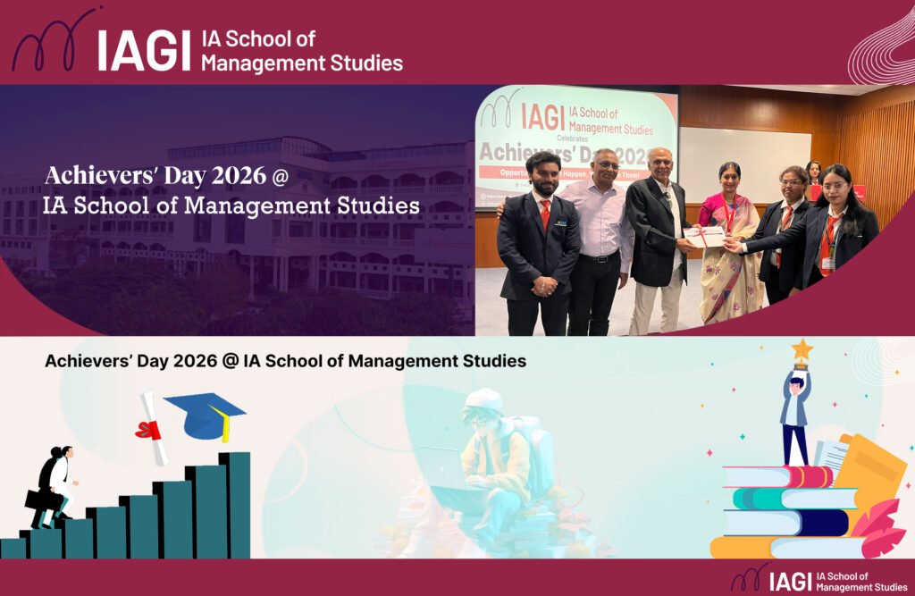 Students receiving awards during Achievers’ Day 2026 at IA School of Management Studies