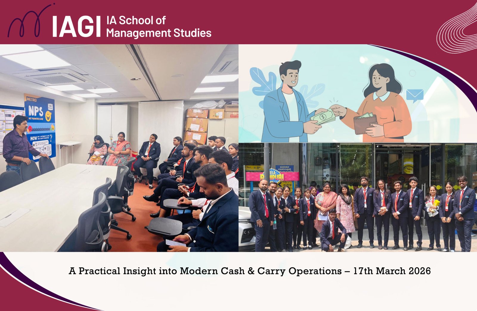 Students learning modern cash and carry retail operations and supply chain processes