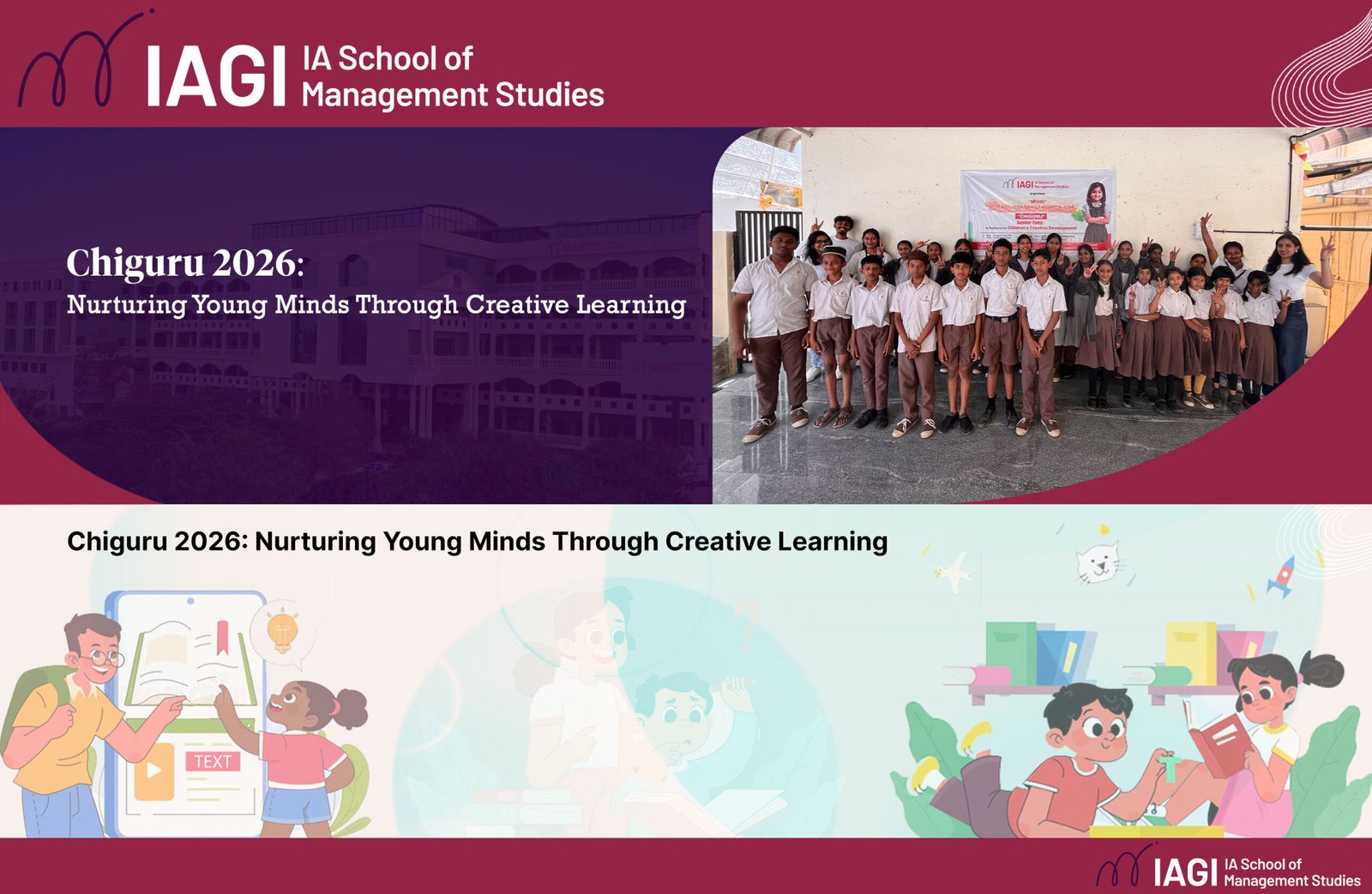 Children participating in creative learning activities at Chiguru 2026
