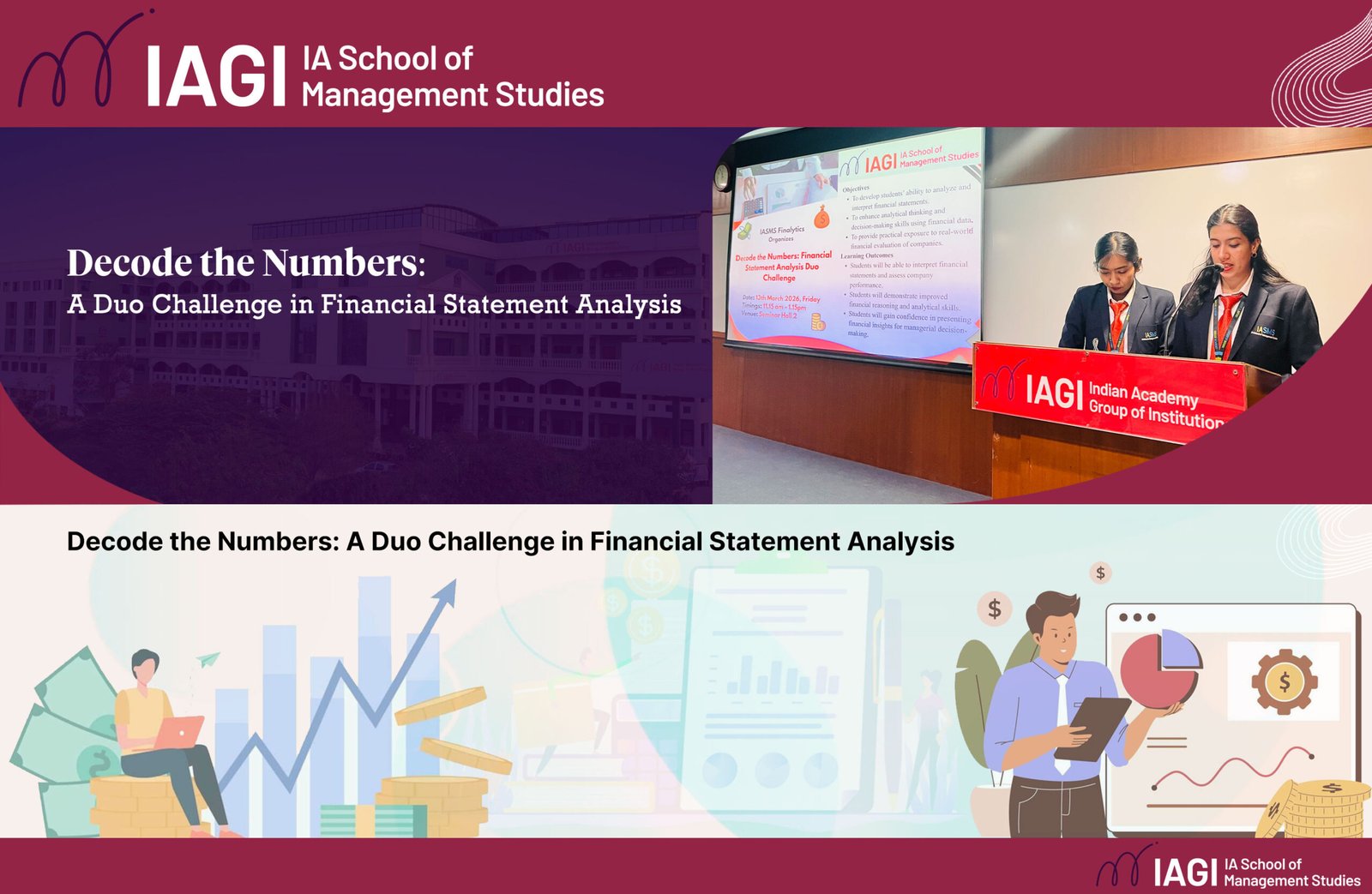 Students participating in financial statement analysis duo challenge