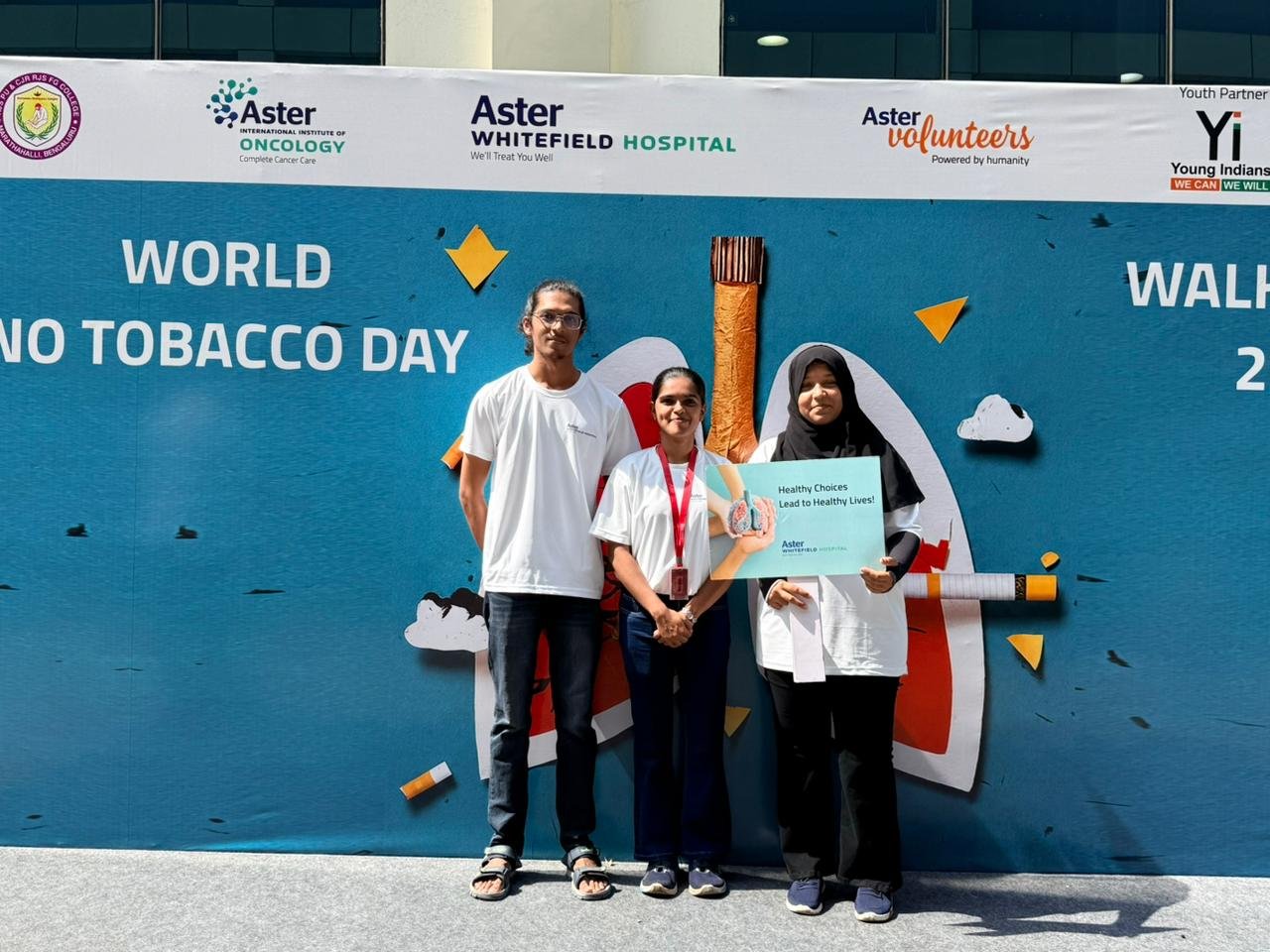 Participants taking part in a walkathon to promote awareness on World No Tobacco Day