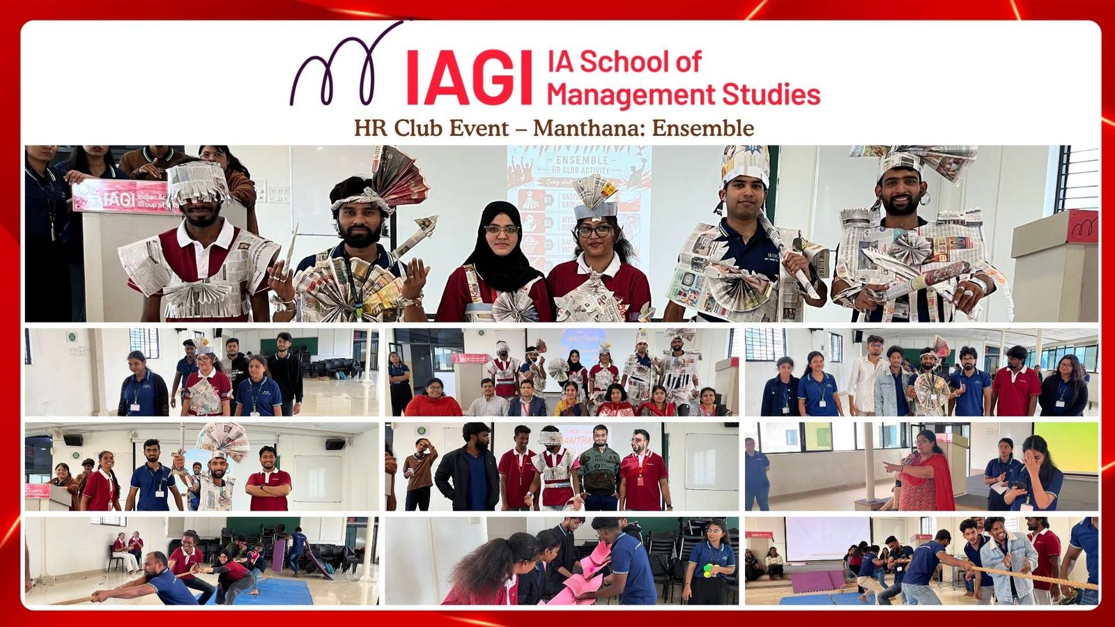 Students participating in Manthana Ensemble, an HR Club event focused on teamwork and leadership development